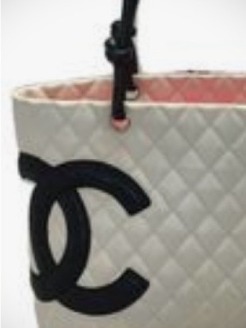 CHANEL Chambon Quilted Tote with Black Logo and Pink Lining
